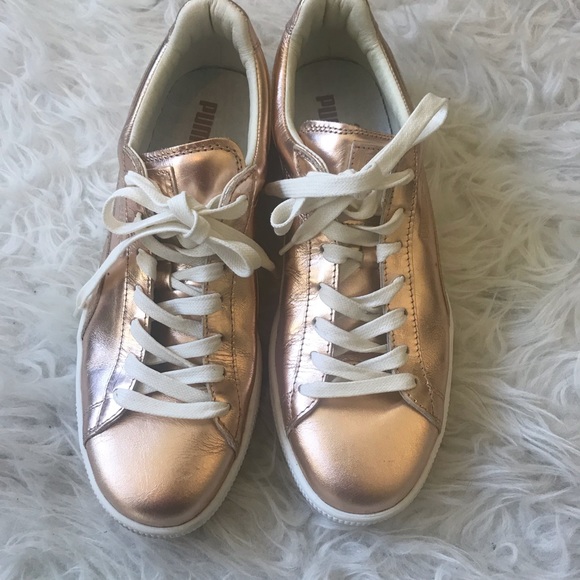 PUMA Basket Sneakers Rose Gold Metallic size 9.5 - Picture 3 of 7